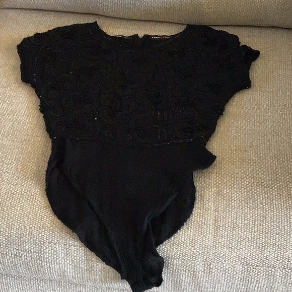 Theomiles vintage beaded, back zip, bodysuit, black, size 4 - Picture 2 of 11